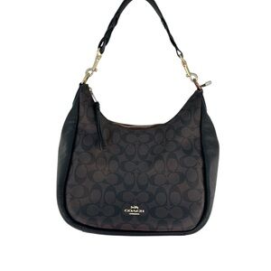 Coach Signature Black and Brown Jules Hobo Bag
